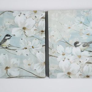 Birds & Blossoms Canvas Prints Cozy Farmhouse Cottage Decor Gallery Wall Art
